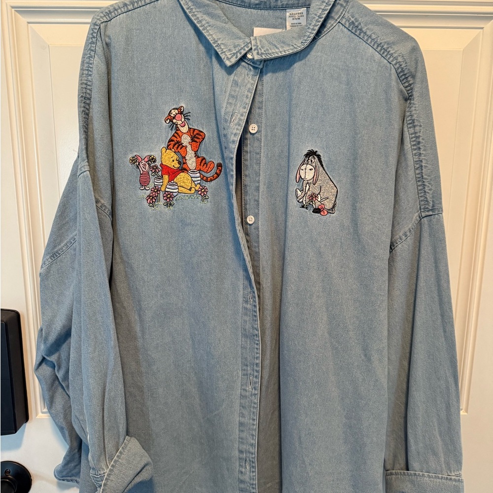 Disney Light Blue Denim Shirt with Tigger and Eeyore